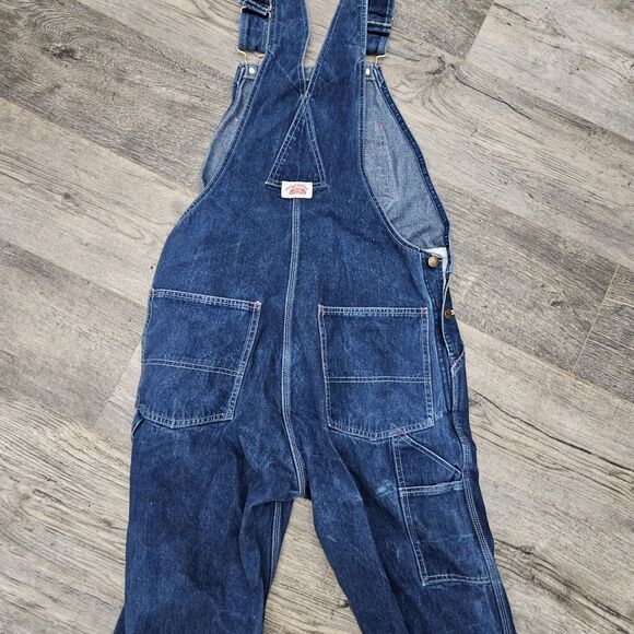 Round House Bib Overalls Mens 34 X 30 Denim Pockets Carpenter Workwear Utility - Picture 5 of 6